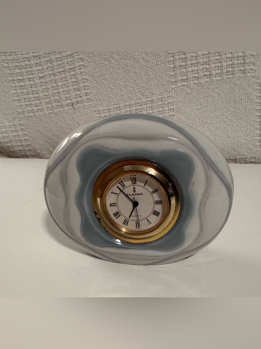 Lladro Gray and Gold Swirl Ceramic Wall Clock